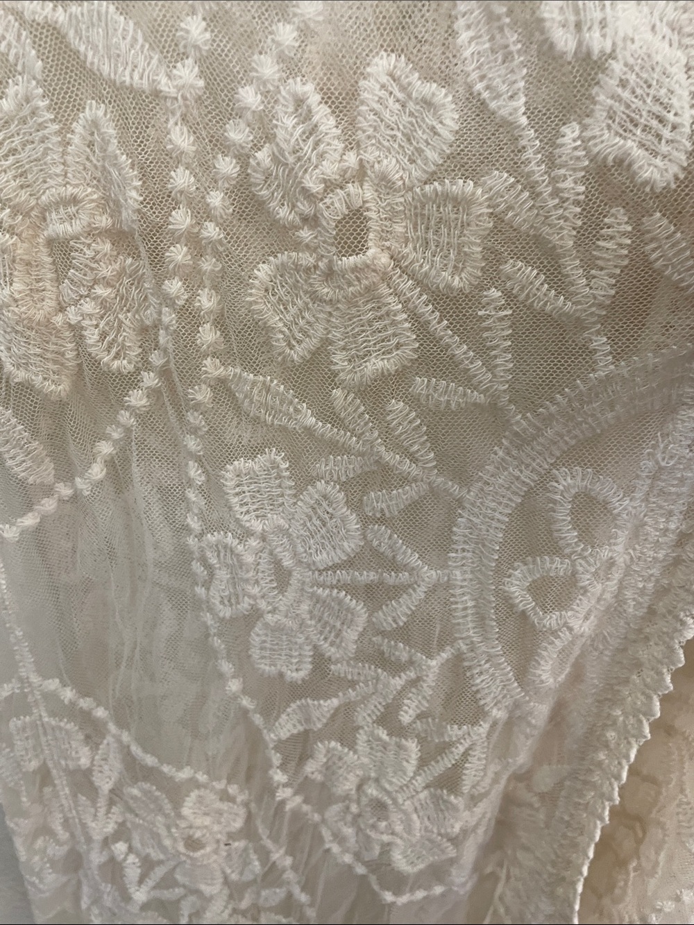 Rebellion Sheer Cream Lace Kimono Robe cotton blend L romantic whimsical - Picture 4 of 6